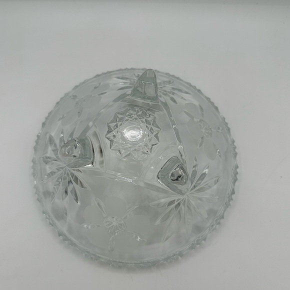 Vintage Clear Pressed Glass Oval Serving Dish 9.5” Etched Floral - Picture 2 of 5
